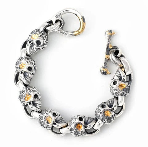 BWL - B598-BW-6"6.5" Graffiti Vintage Skull Bracelet's Bill"s Way 4