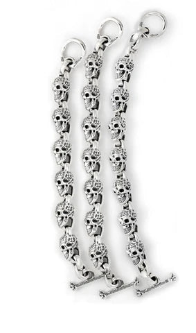 BWL - B598-BW-6"6.5" Graffiti Vintage Skull Bracelet's Bill"s Way 5