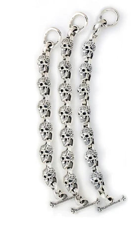 BWL - B598-G-6"6.5"Graffiti Vintage Skull Bracelet's with Gold Overlay 2