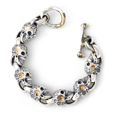 BWL - B598G Graffiti Vintage Skull Bracelet with 18k overlay 1
