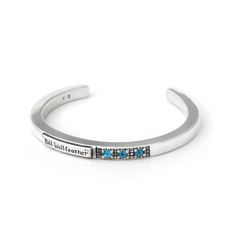 BWL - B604 BWL Bracelet -Square Smooth Bangle with 3 Stones 1
