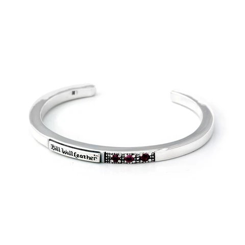BWL - B604 BWL Bracelet -Square Smooth Bangle with 3 Stones 2