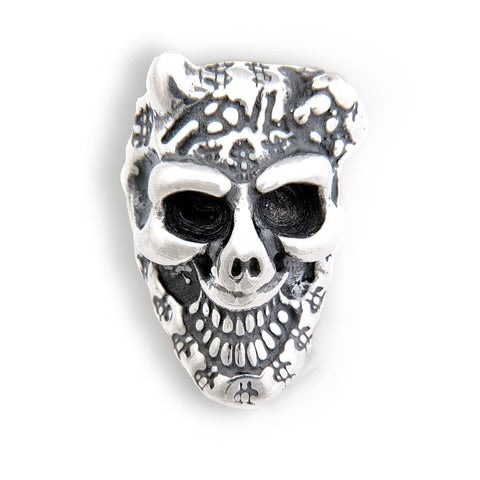 BWL - C363$ Graffiti Skull Bead With 1 Horn Spider And $ Charm 1