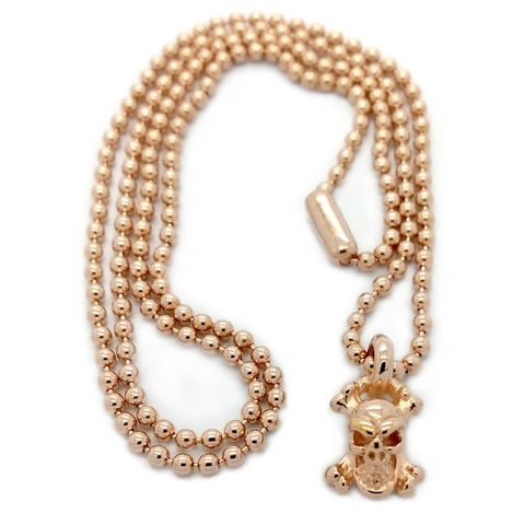 BWL - CB109C Skull and Crossbones Charm with Ball Chain 18k Rose Gold Plated_1