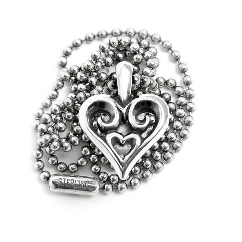 BWL - CB111 Tribal Heart Charm with 2mm Ball Chain_1