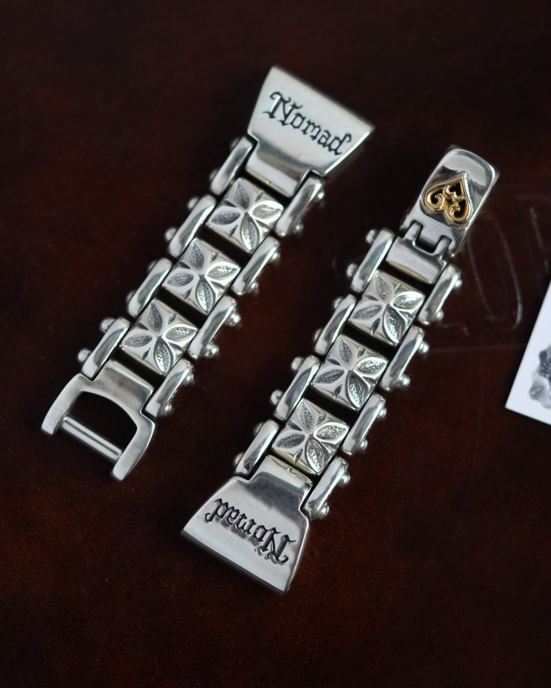 BWL - *Custom Made* Bill Wall Leather Watch Band - 925 Silver x 18K Gold 3