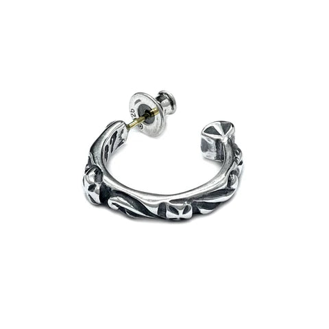 BWL - E202 Large Silver Cross Hoop Earrings 1
