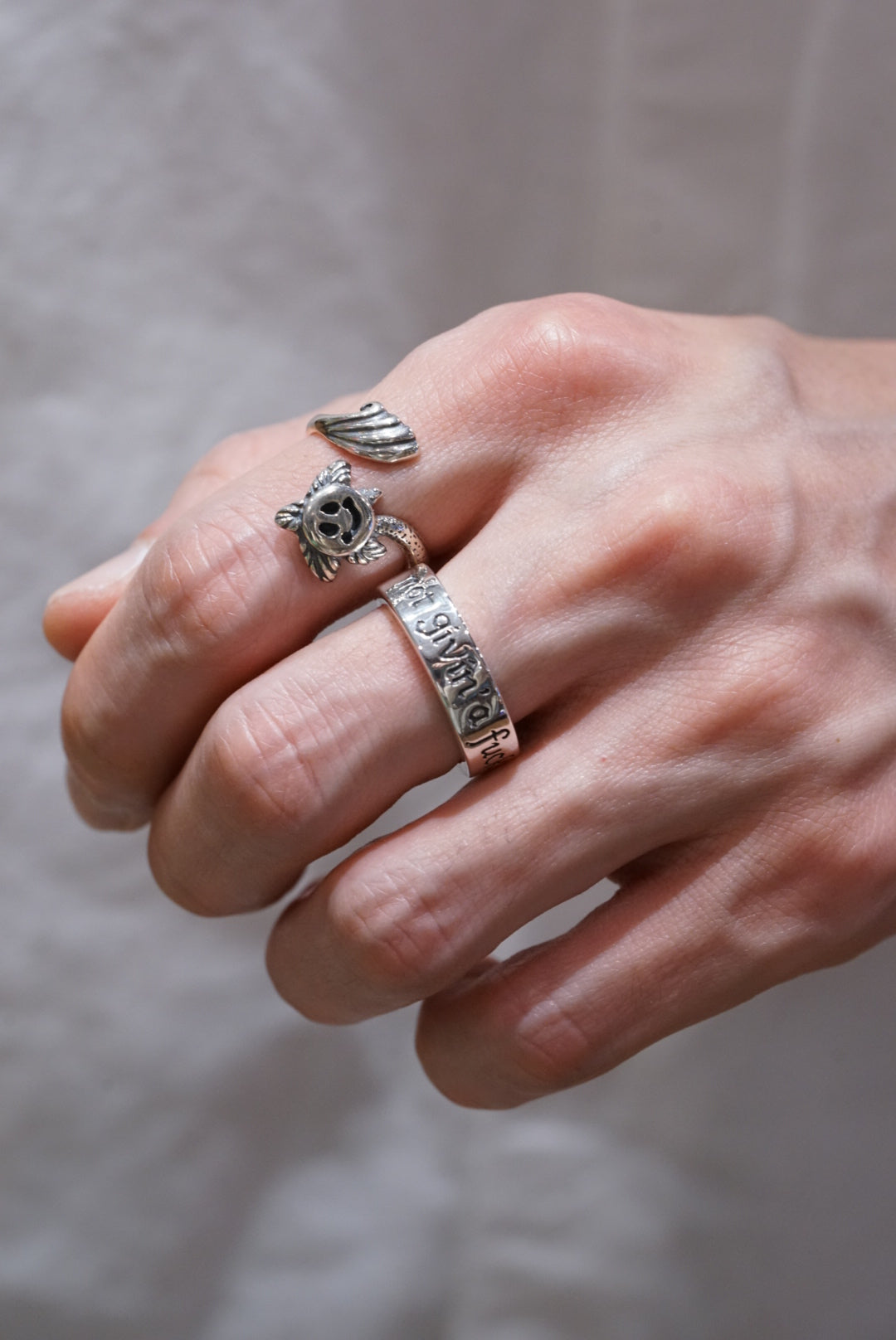 BWL Ring for unisex | Bill Wall Leather Palm Tree Happy Face