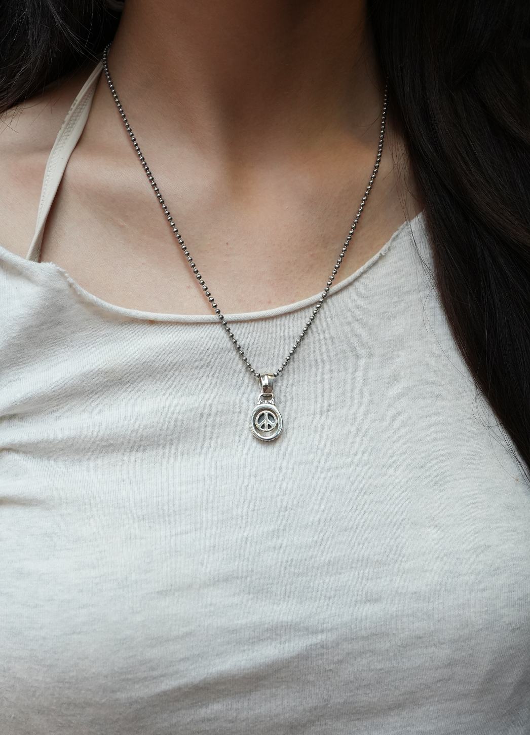 BWl - C391 Rotating Peace/Happy Face Charm With Ball Chain 6