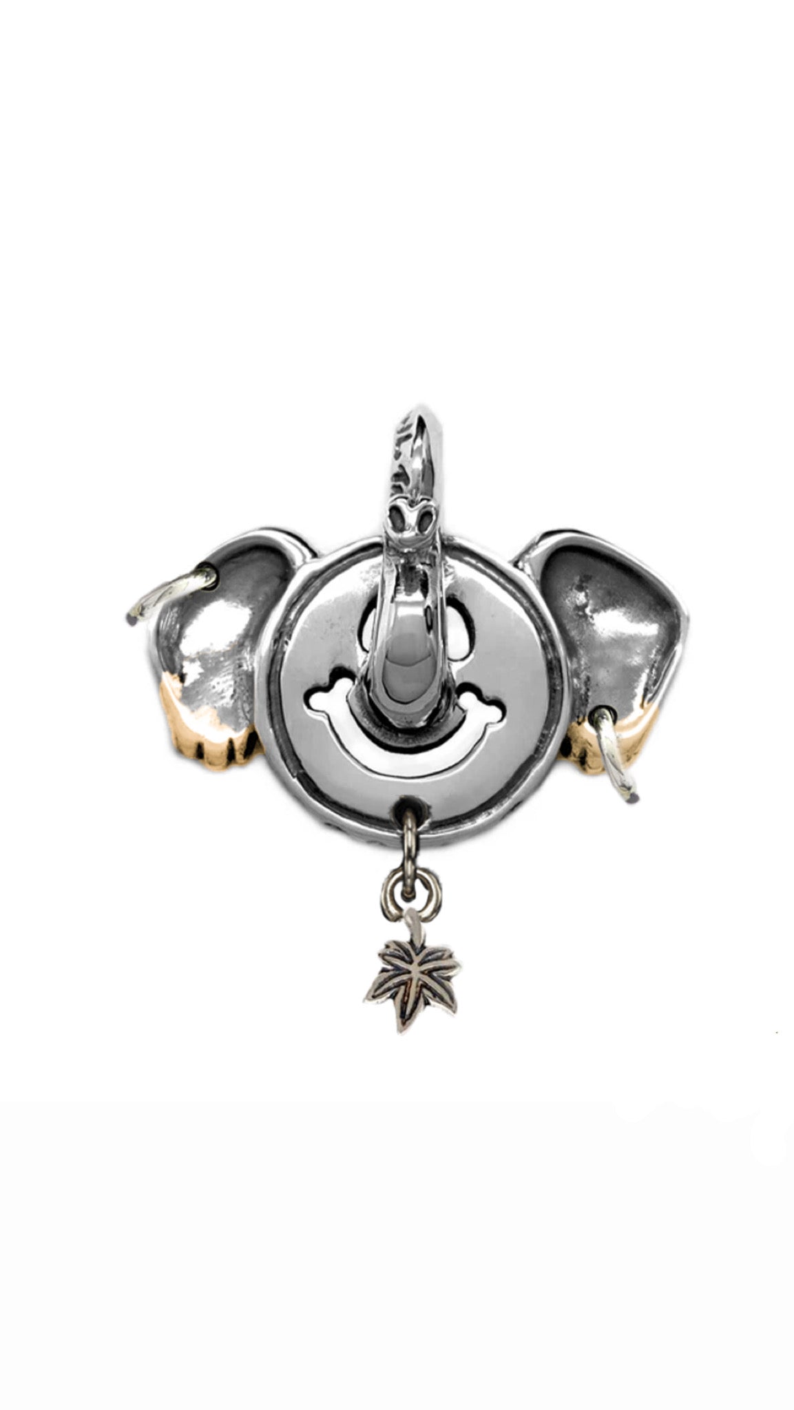 Bill wall leather *Custom Made* C390C Elephant Happy Face Charm w/18K Gold Overlay w/Silver Part Medium Maple 1