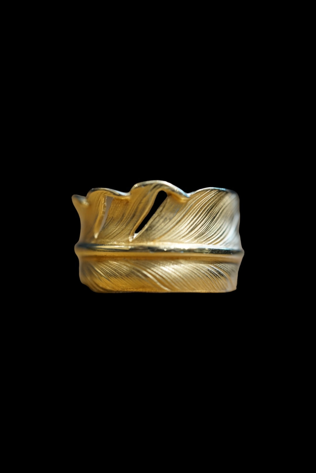 18Kt Gold Feather Ring L
