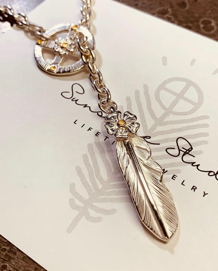 24K Gold Point Top Silver Hana Feather S