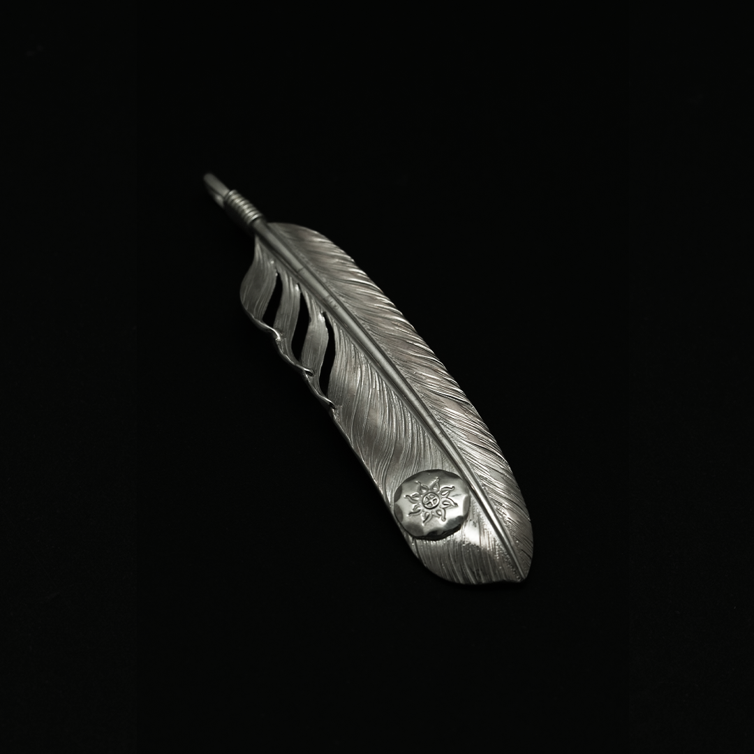Albatory Silver Rope Silver Point Feather L