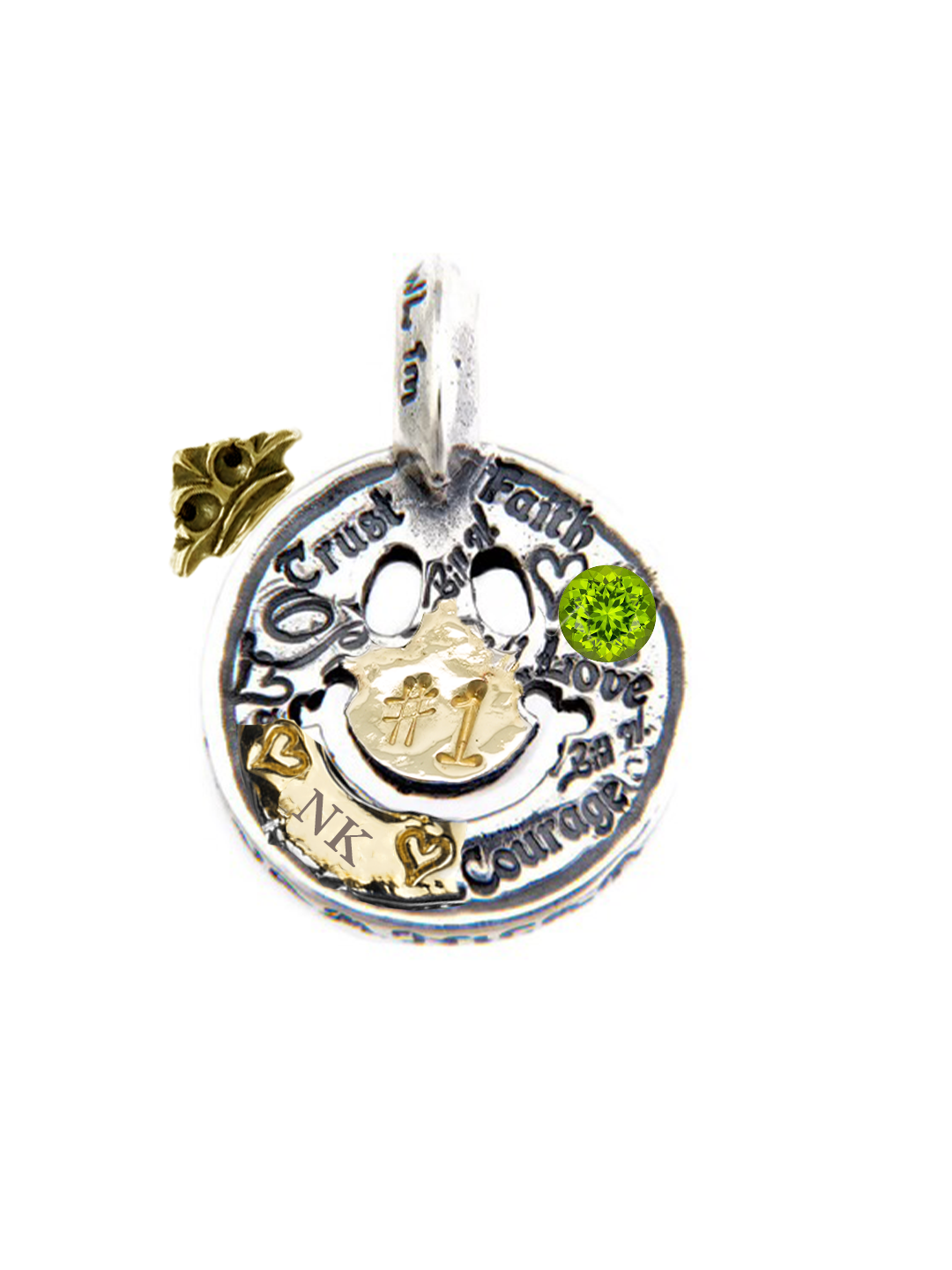 *Custom Made* C359GR Graffiti Happy Face Charm w/18K Gold Overlay w/18K Parts Tiny Crown w/Stamp 