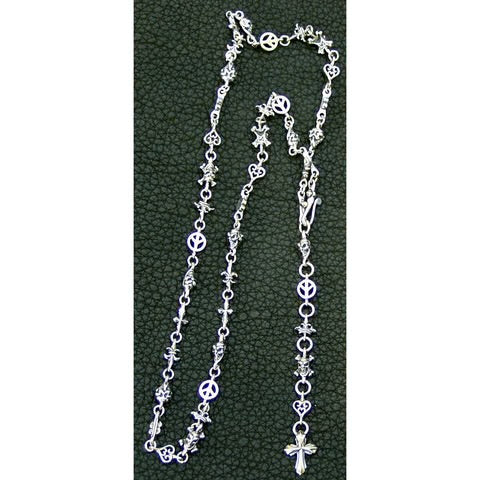 N871M Multi Link Necklace With Cross Fob