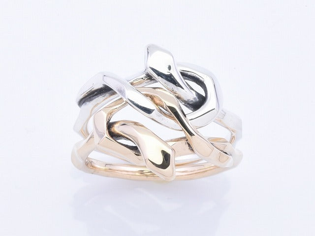 Deal Design - Knot Snake 10K Gold Combi Double Ring 1