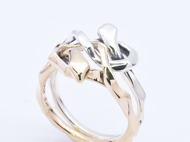 Deal Design - Knot Snake 10K Gold Combi Double Ring 3