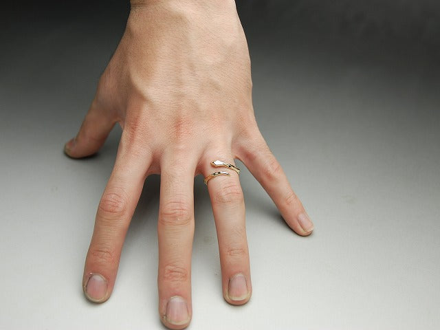Deal Design - Line Snake 10K Gold with Stone Ring 2