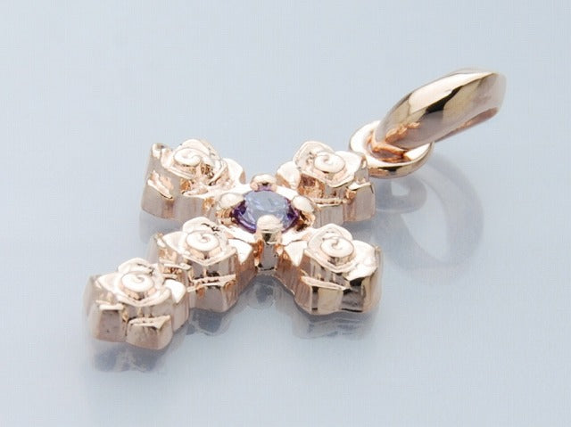 Deal Design - Rose Cross Necklace : Pink Gold Plating 3