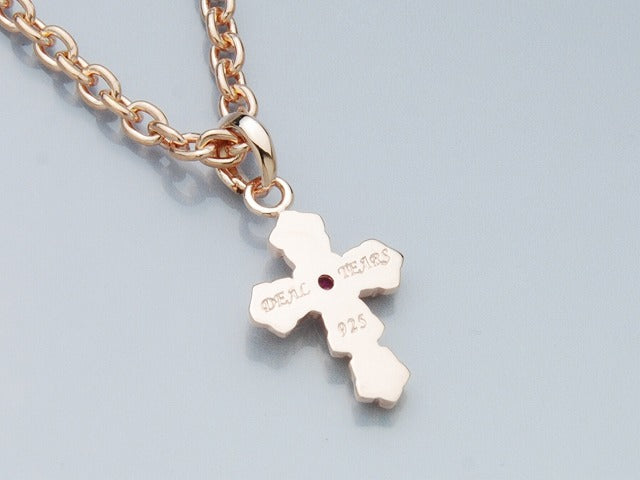 Deal Design - Rose Cross Necklace : Pink Gold Plating 4