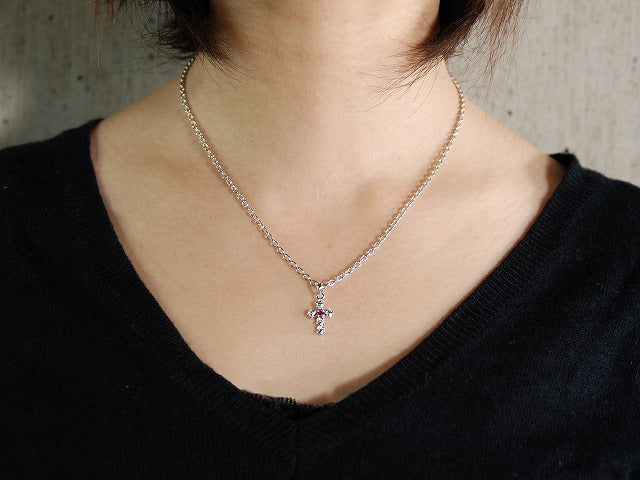 Deal Design - Rose Cross Necklace : White Rhodium Plating 5