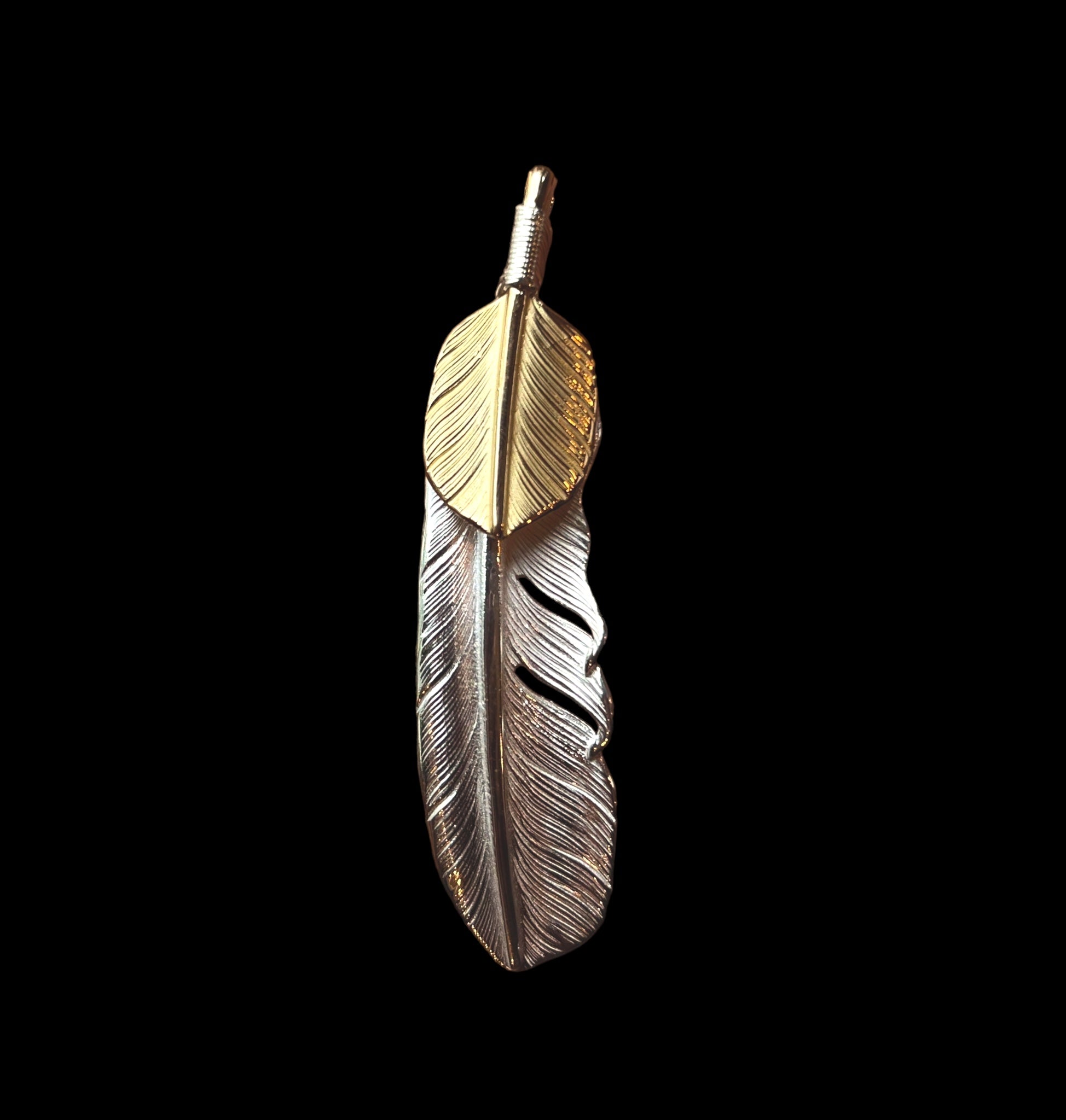 18Kt Top Gold Silver feather Pendant