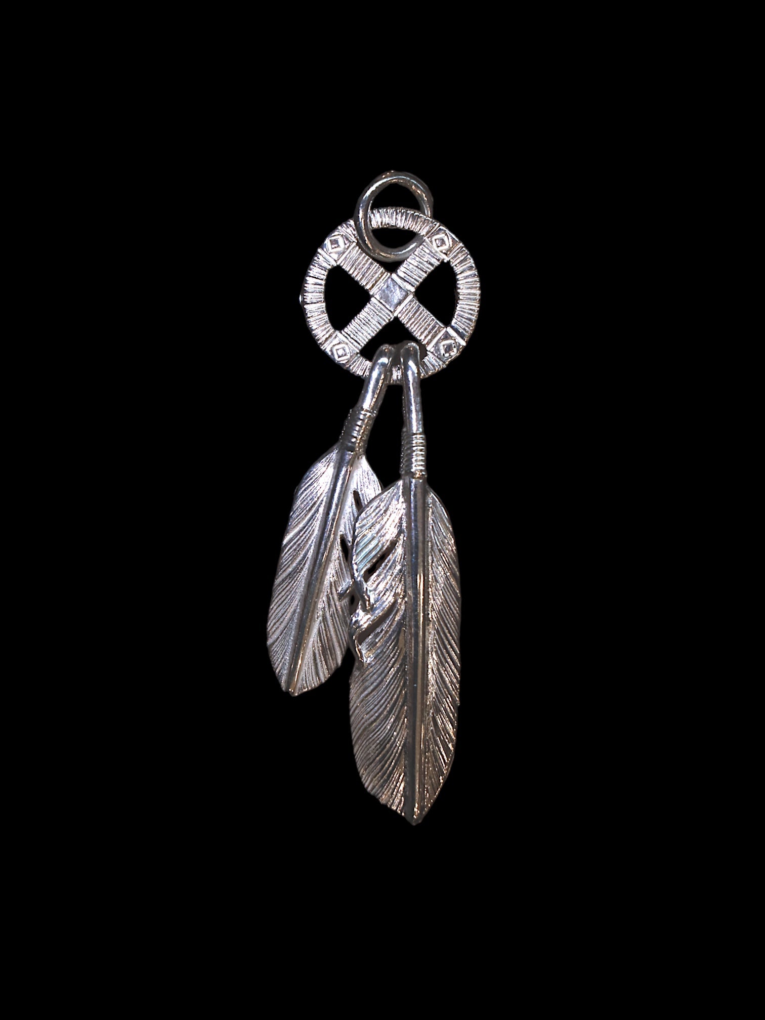 Silver Feather Silver Wheel Combination Pendant (S) &amp; (XS)