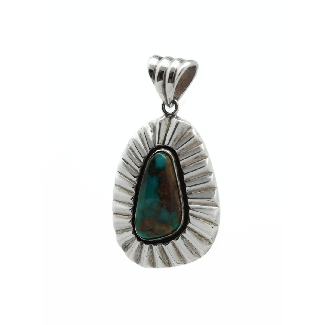 Silver Dollar Craft Royston Turquoise Shadow Box Pendant