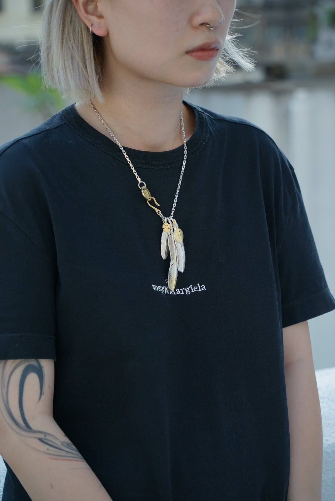 18K上金羽毛吊墜 L