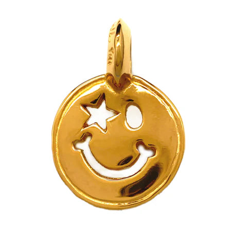 C372YGP Happy Face with Star Eye Yellow Gold Plated Charm