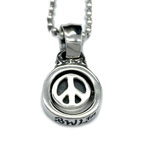 C391 Rotating Peace/Happy Face Charm With Ball Chain