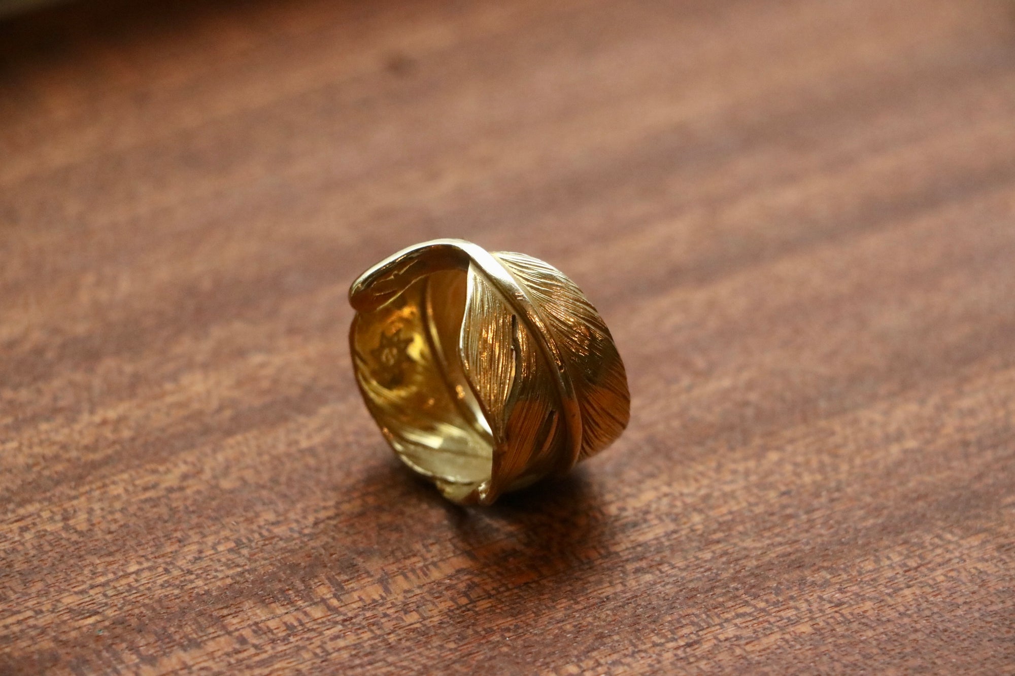 Albatory 18K Gold Feather Ring L