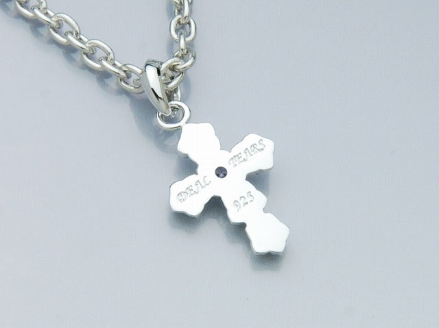 Rose Cross Necklace : White Rhodium Plating