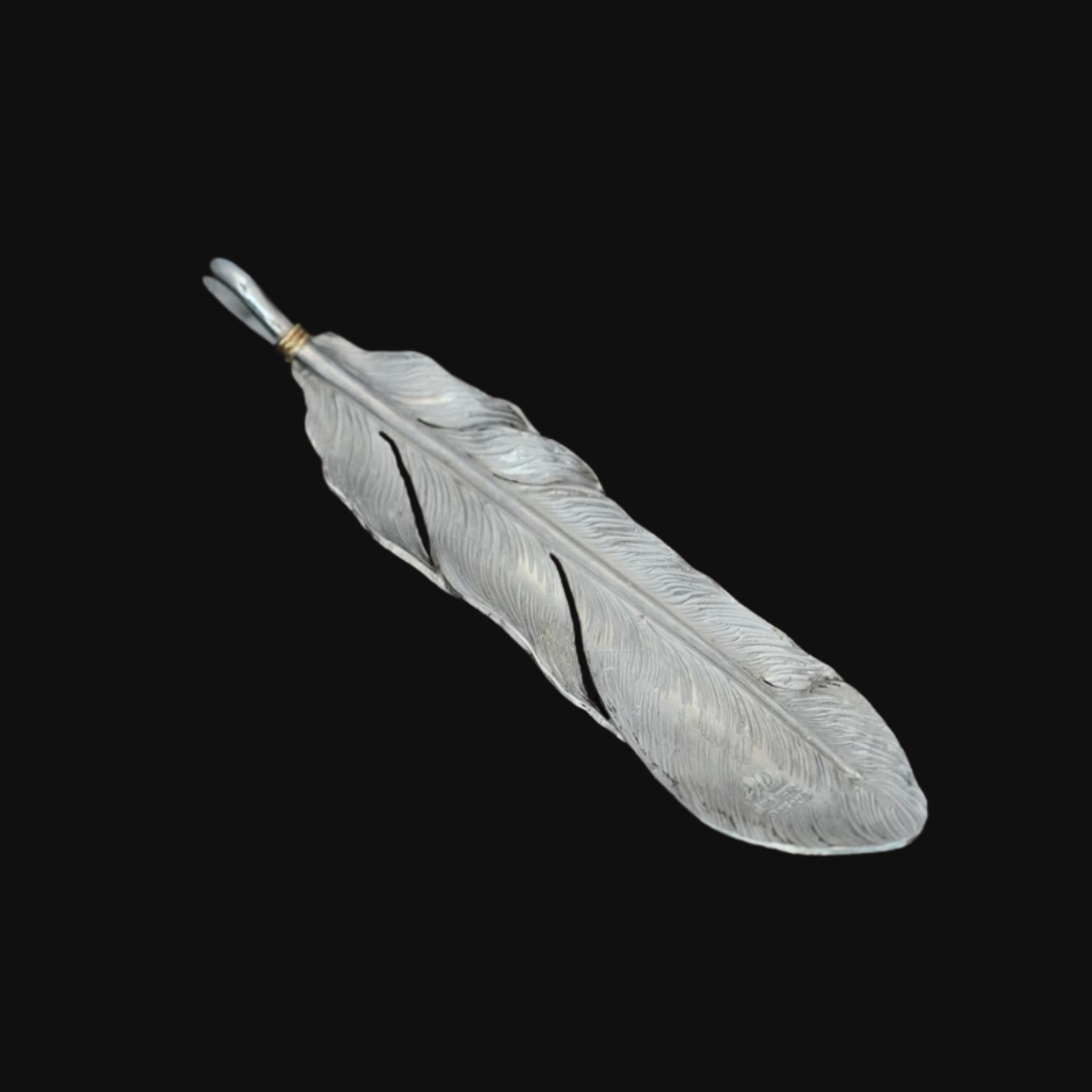 Nine Metal 18K Gold Rope Silver Arabesque Feather L 4