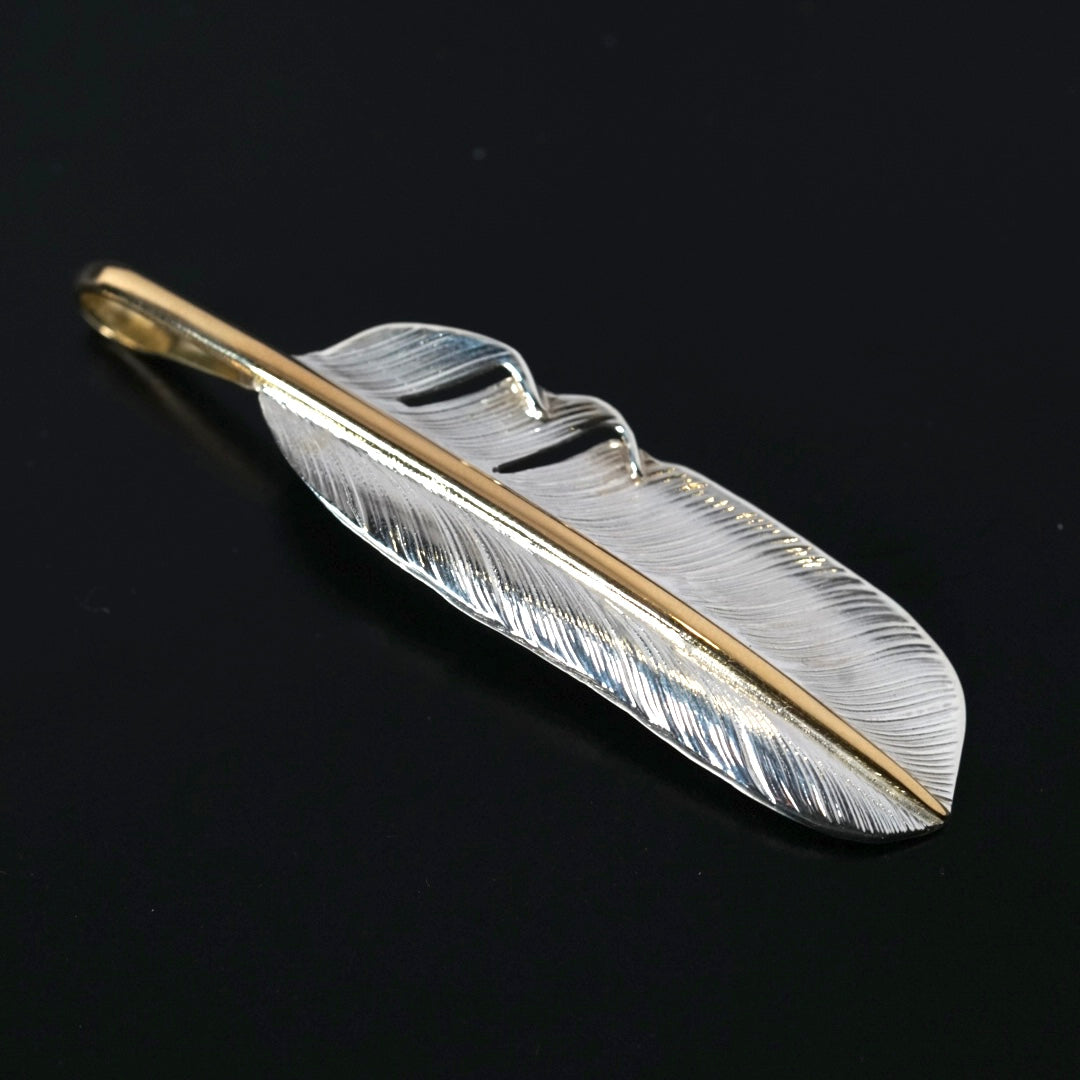 高瀬豪太 Sunshine Studio - 18K金骨純銀羽毛吊墜_左向_1