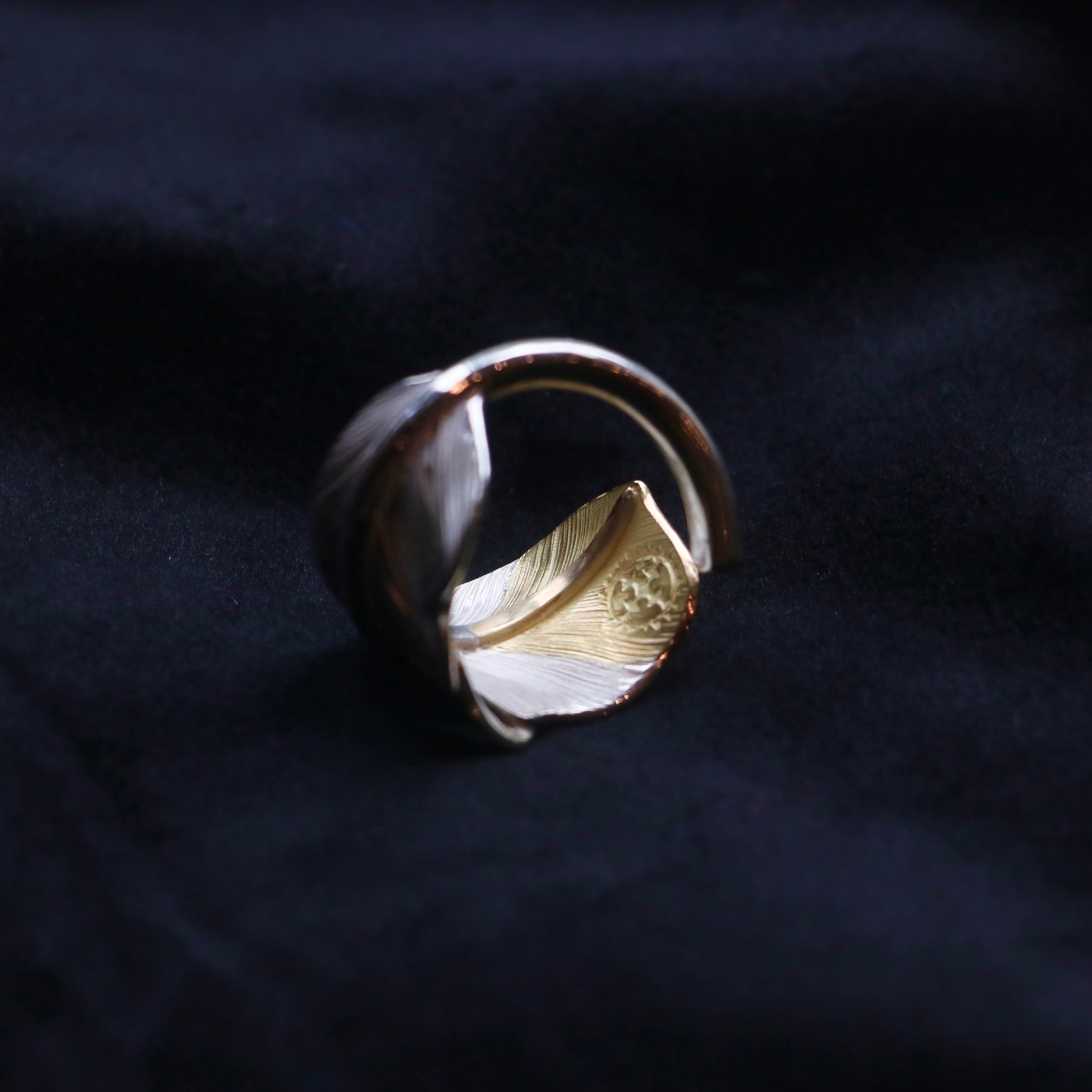 高瀬豪太 Sunshine Studio - 18Kt Tip Gold Silver Feather Ring L_1