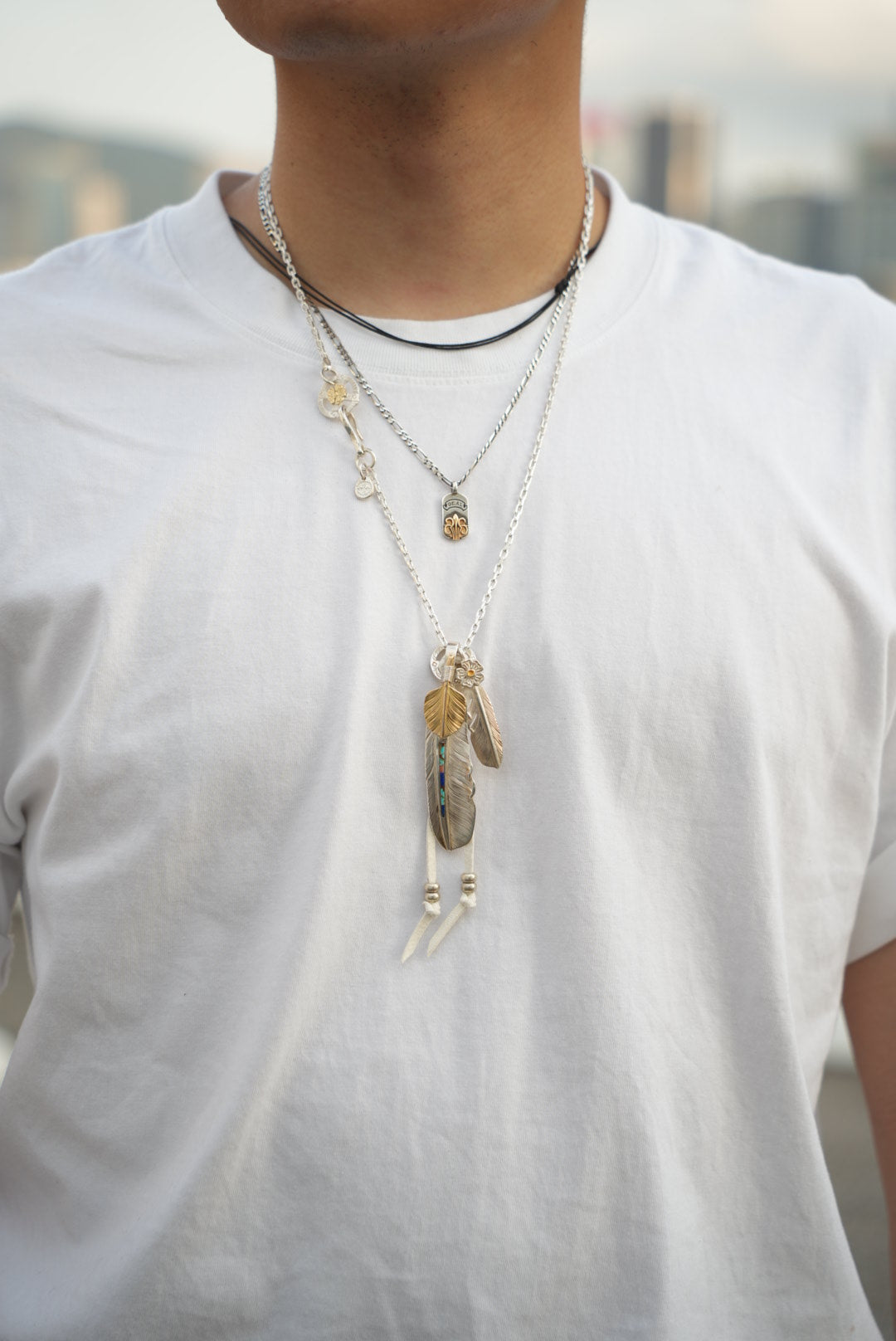 高瀬豪太 Sunshine Studio - 24K 點金銀花純銀羽毛吊墜S_2