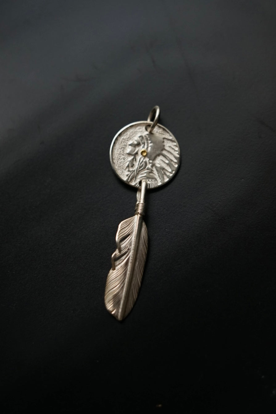 高瀬豪太 Sunshine Studio - Indian Face Dreamcatcher w/ Silver Feather_1