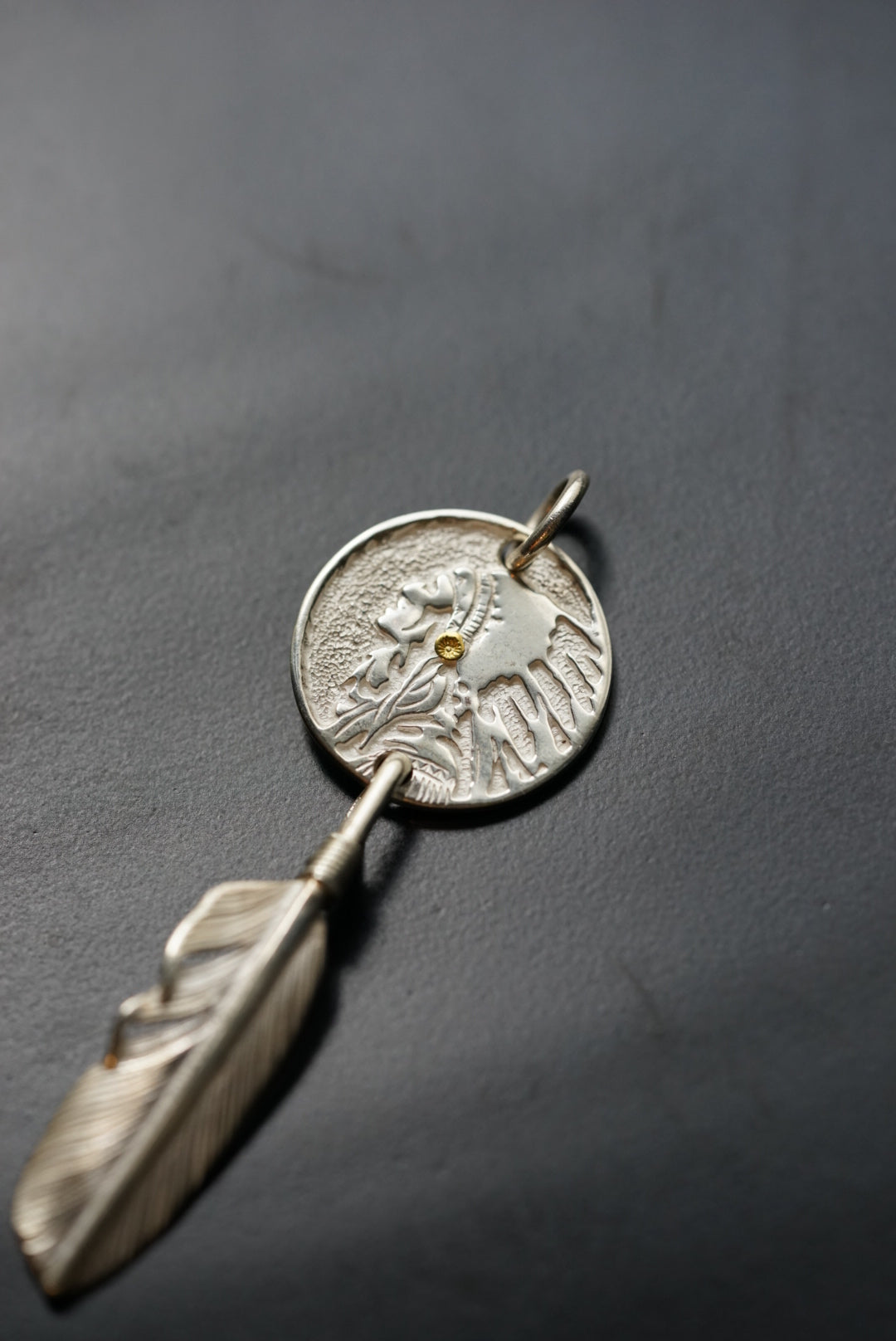 高瀬豪太 Sunshine Studio - Indian Face Dreamcatcher w/ Silver Feather_3