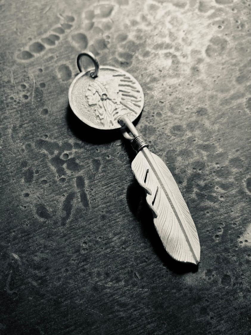 高瀬豪太 Sunshine Studio - Indian Face Dreamcatcher w/ Silver Feather_5