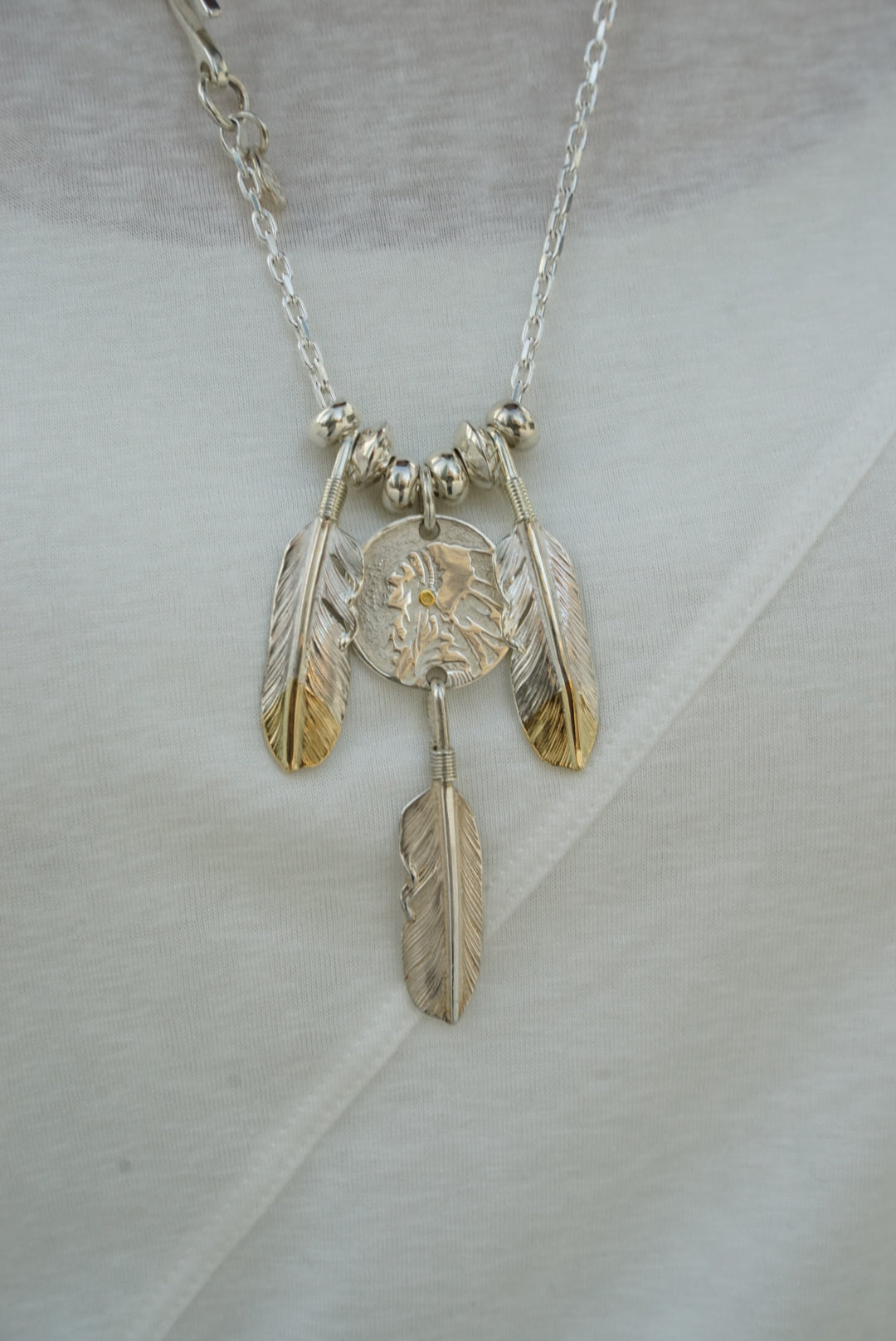 高瀬豪太 Sunshine Studio - Indian Face Dreamcatcher w/ Silver Feather_7