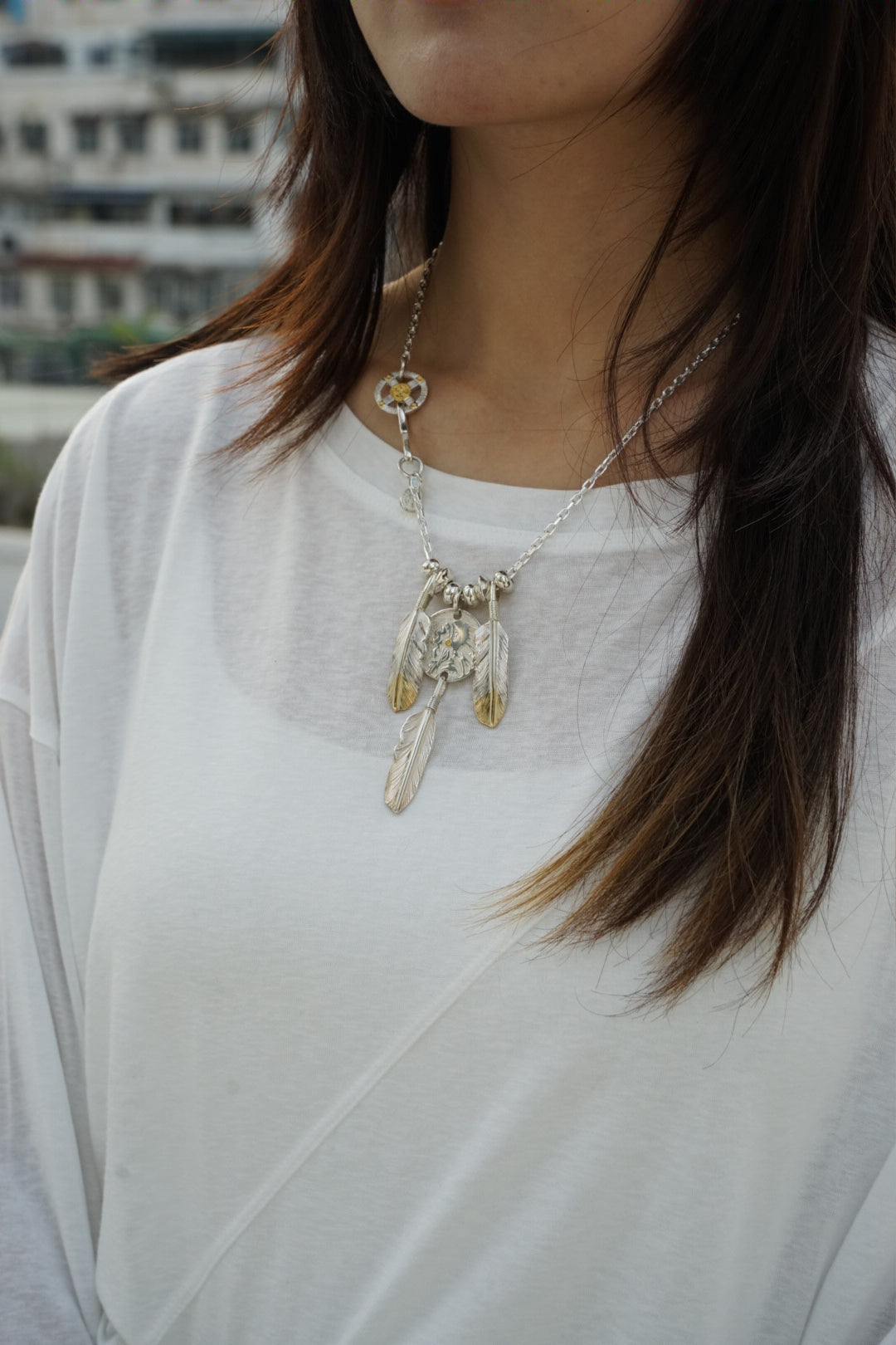 高瀬豪太 Sunshine Studio - Indian Face Dreamcatcher w/ Silver Feather_8