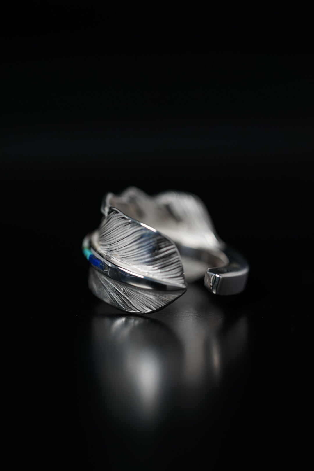 高瀬豪太 Sunshine Studio - Silver Feather Ring S Turquoise Inlay_4