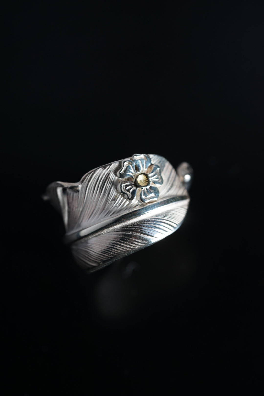 高瀬豪太 Sunshine Studio - Silver Hana Gold Point Feather Ring L_1
