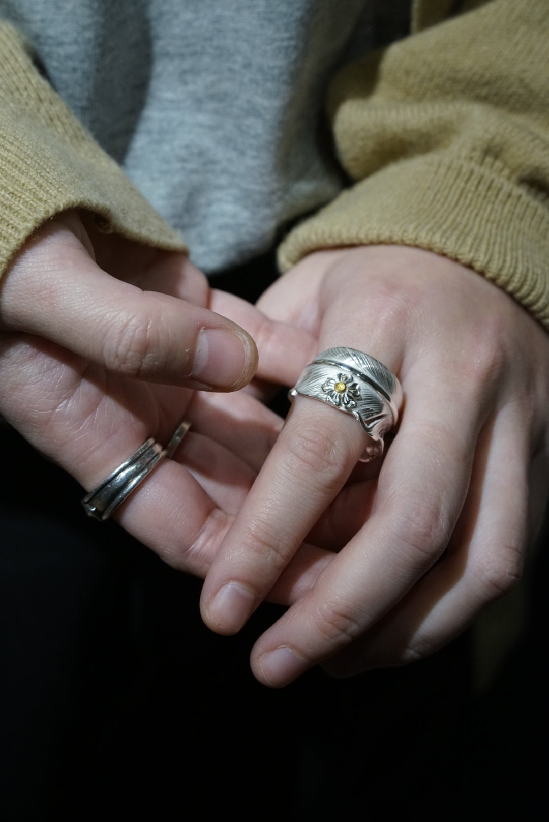 高瀬豪太  Sunshine Studio -  Silver Hana Gold Point Feather Ring L_4