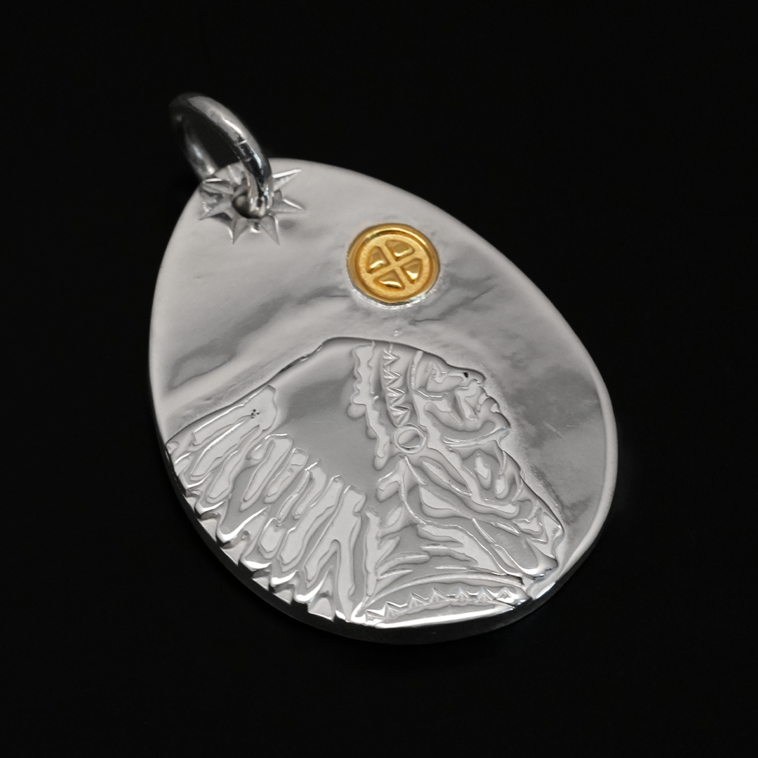 高瀬豪太 Sunshine Studio - Silver Indian Face 24K Gold Medicine Mark Metal L 1