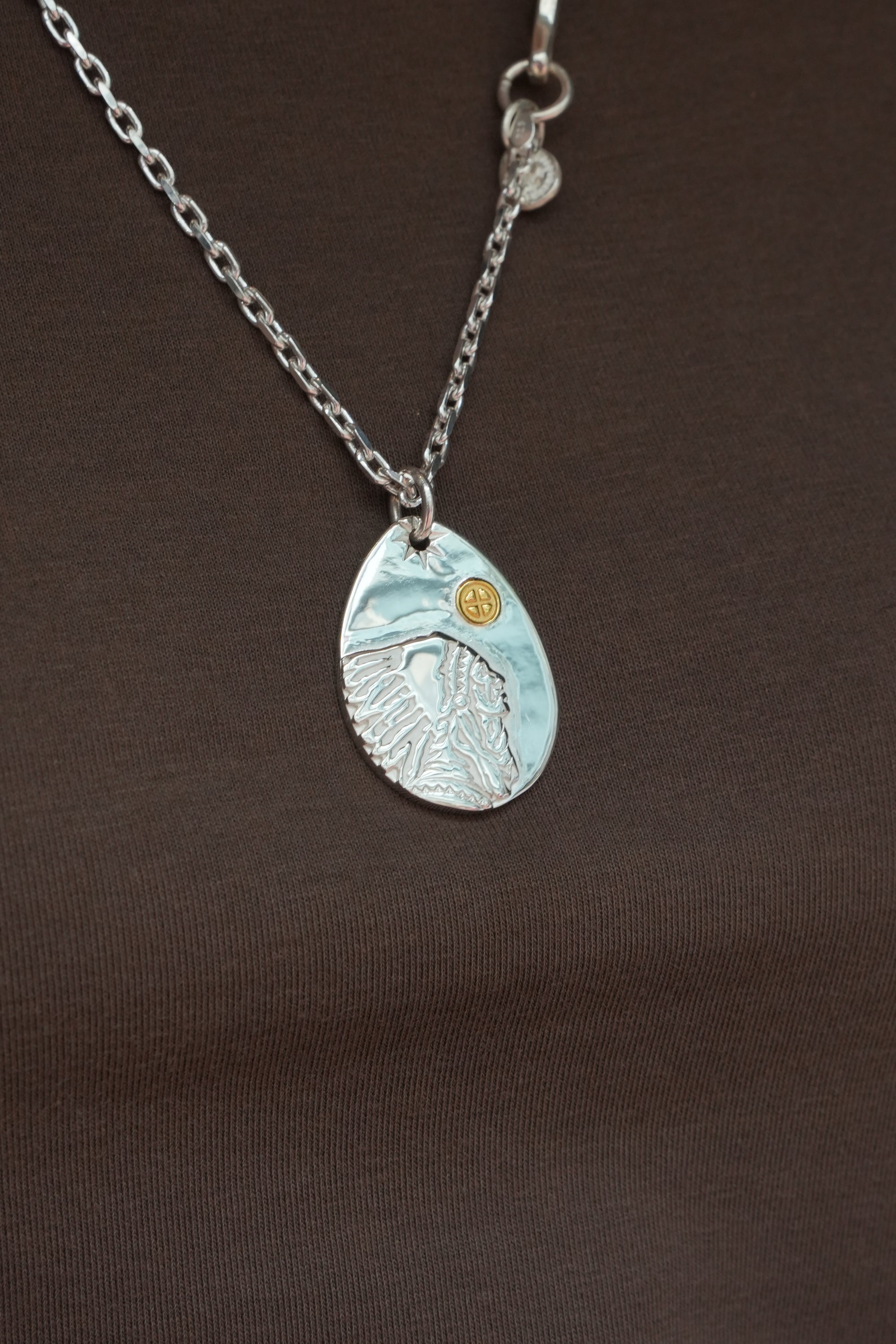 高瀬豪太 Sunshine Studio - Silver Indian Face 24K Gold Medicine Mark Metal L 2