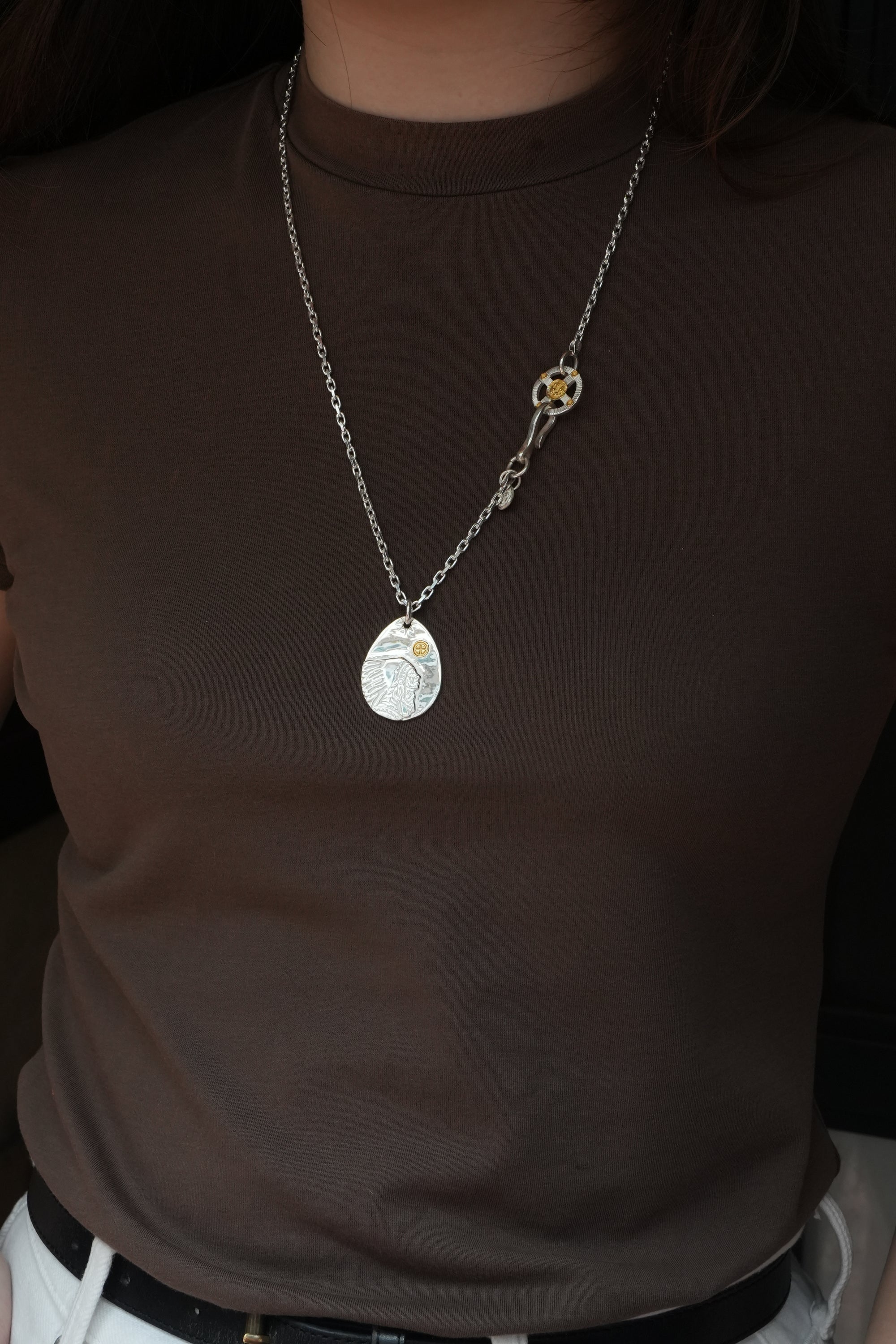 高瀬豪太 Sunshine Studio - Silver Indian Face 24K Gold Medicine Mark Metal L 3