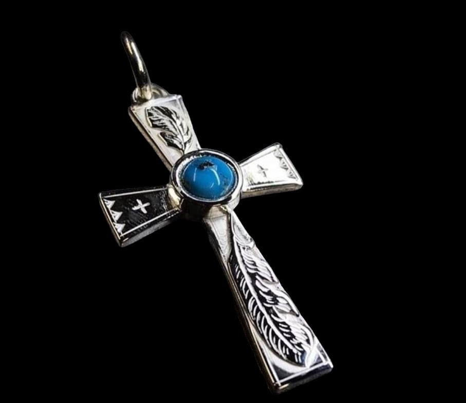 高瀬豪太 Sunshine Studio - Turquoise Silver Cross Pendant_1