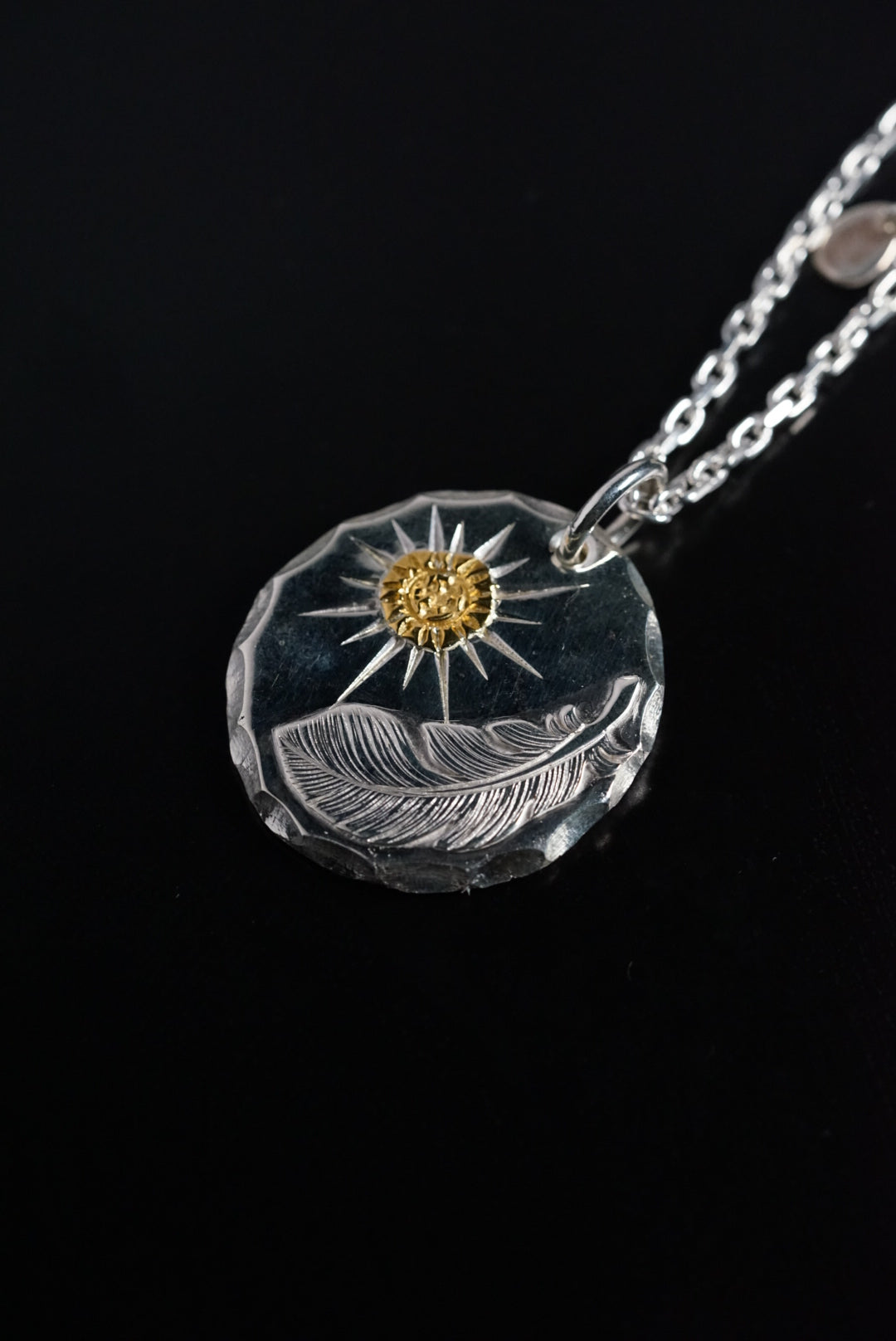 高瀬豪太 Sunshine Studio - 24K Gold Point Radiation / Feather Craft Metal Pendant XL_2